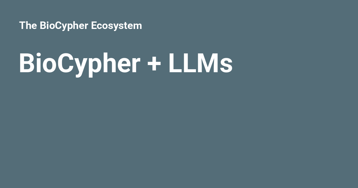 BioCypher + LLMs - The BioCypher Ecosystem